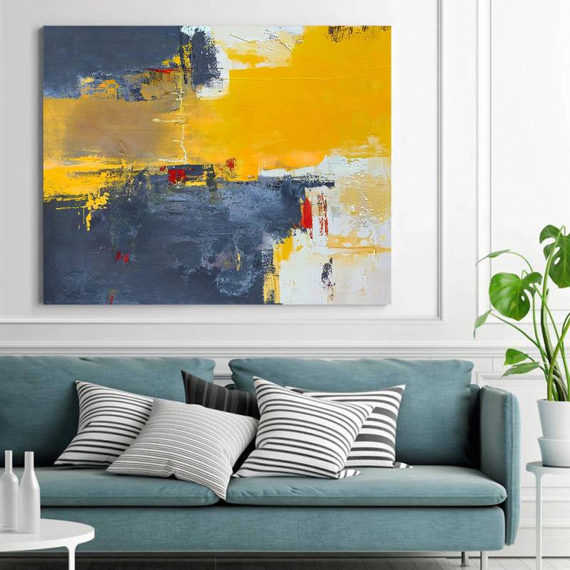 All You Office Yellow Abstract Canvas Artwork ES7JJ wall art